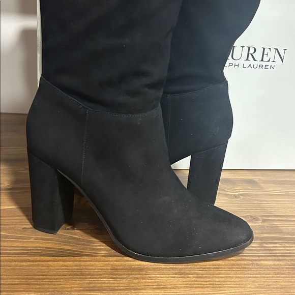 Lauren Ralph Lauren Over the Knee Black leather Boots new in box size 10 - Picture 2 of 11